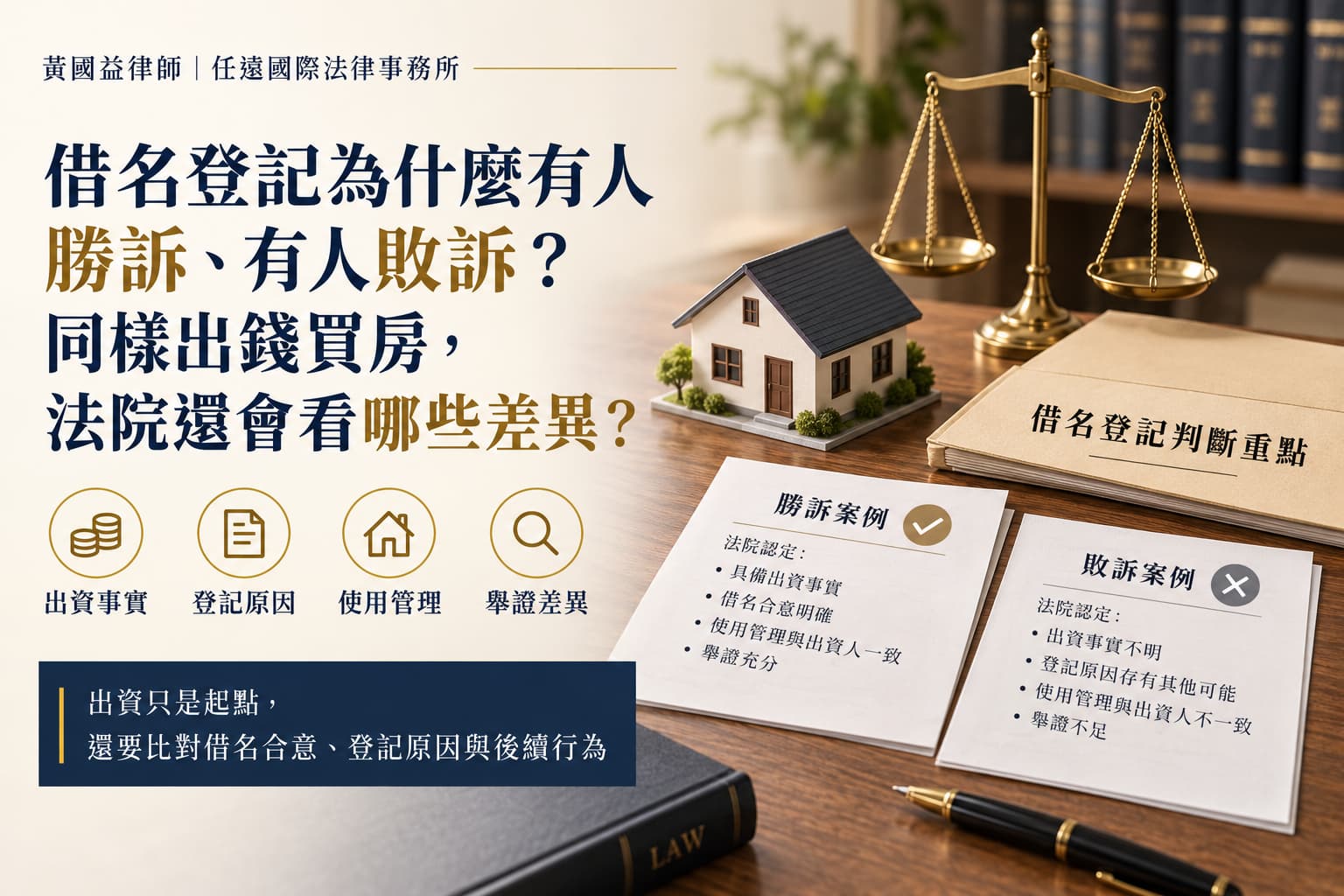 借名登記為什麼有人勝訴、有人敗訴?同樣出錢買房,法院還會看哪些差異?