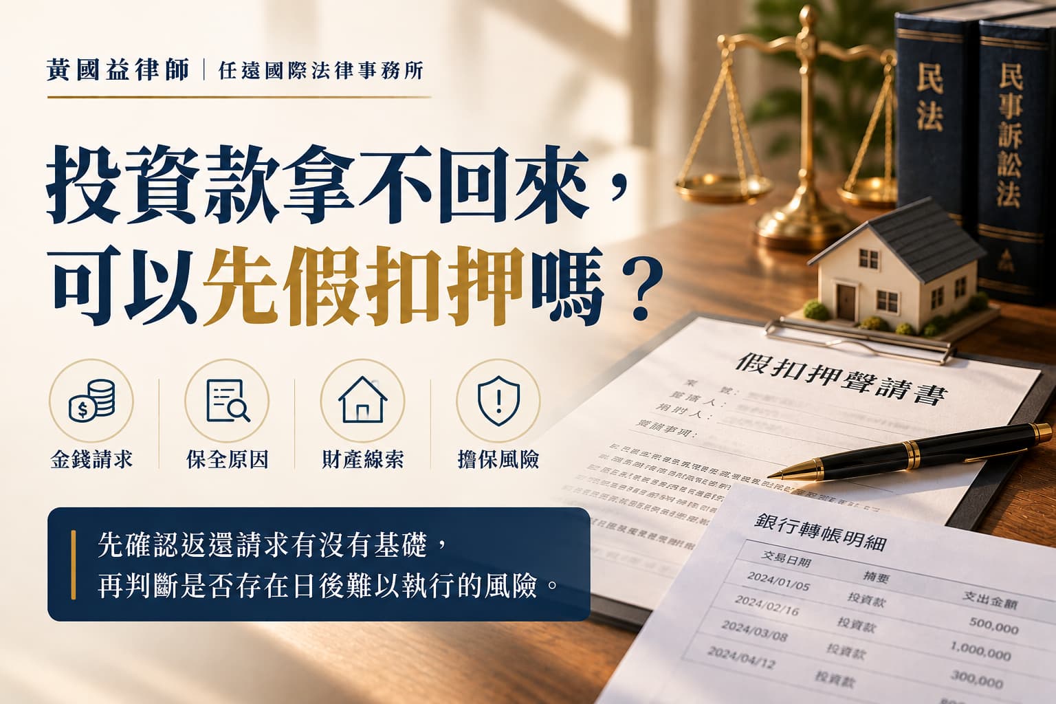 投資款拿不回來,可以先聲請假扣押嗎?